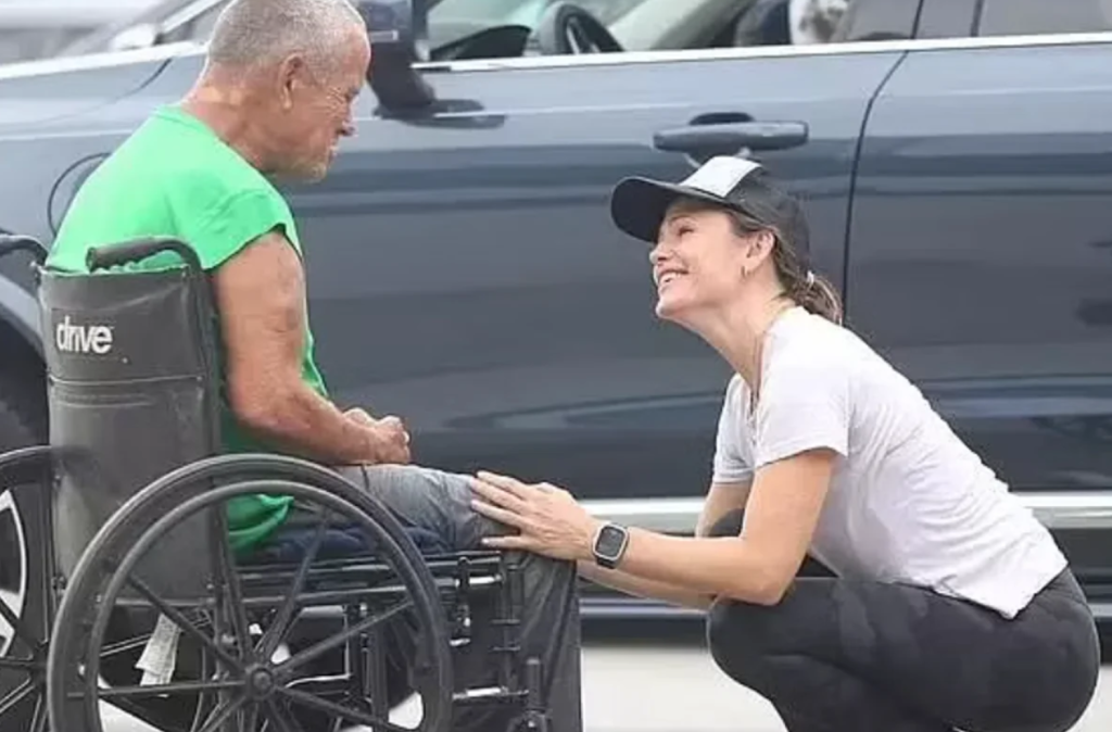 Jennifer Garner actions towards wheelchair-bound homeless man..
